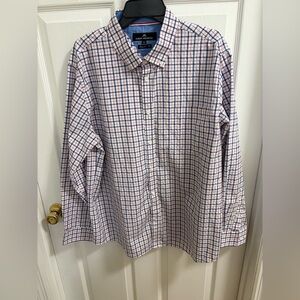 Classic Collection, regular fit long sleeve dress shirt, red and blue plaid